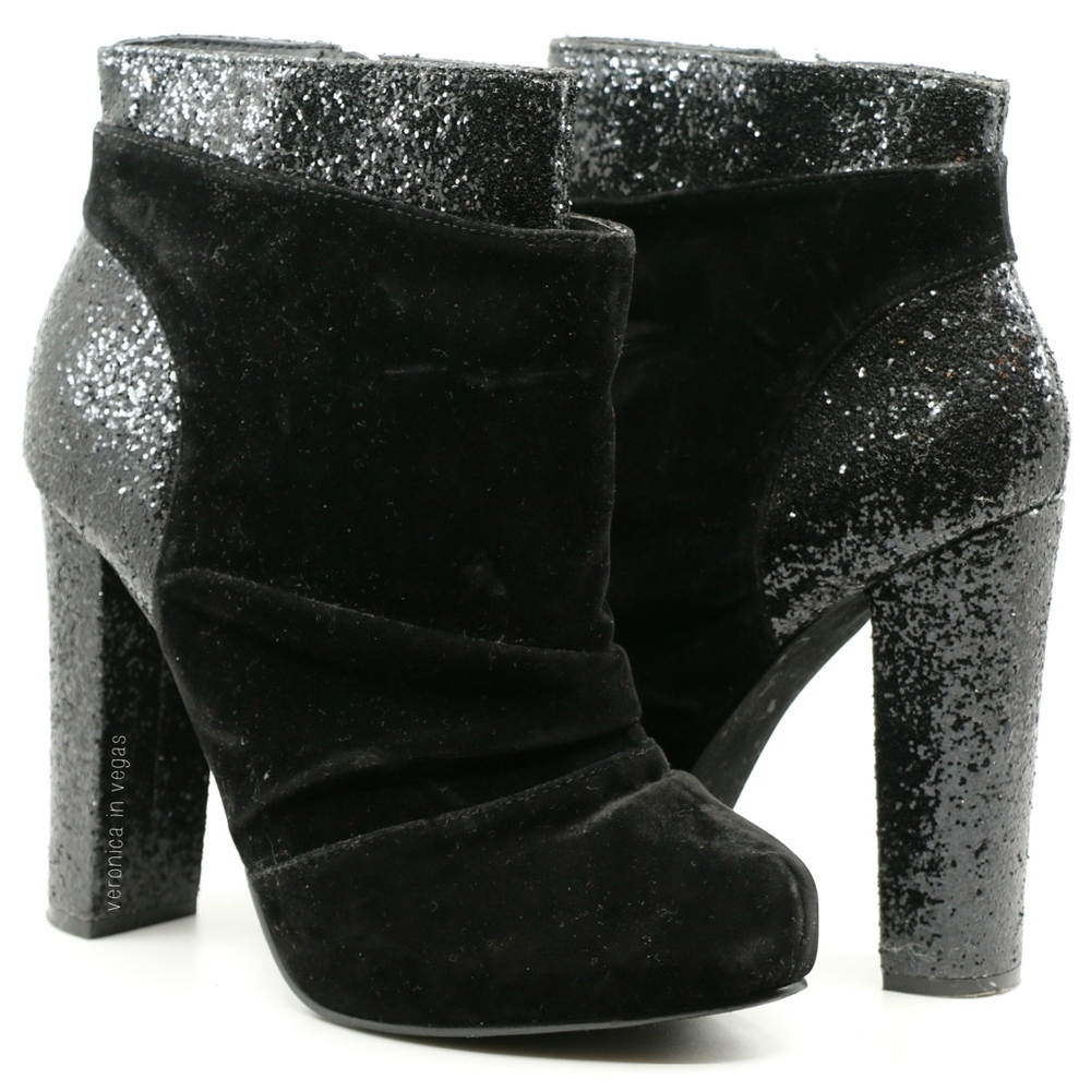 MICHAEL ANTONIO BLACK VELVET GLITTER BOOTIE